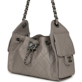 Chanel Mini 25 Hobo Bag Dark Grey Caviar Aged Ruthenium Hardware - Thumbnail View 5