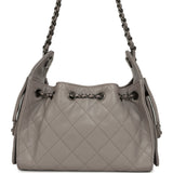 Chanel Mini 25 Hobo Bag Dark Grey Caviar Aged Ruthenium Hardware - Thumbnail View 4