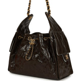 Chanel Small 25 Hobo Bag Khaki Shiny Aged Crumpled Calfskin Antique Gold Hardware - Thumbnail View 5