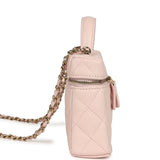 Chanel Top Handle Long Vanity Case with Chain Light Pink Shiny Caviar Light Gold Hardware - Thumbnail View 3
