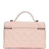 Chanel Top Handle Long Vanity Case with Chain Light Pink Shiny Caviar Light Gold Hardware - Thumbnail View 4