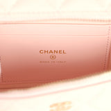 Chanel Top Handle Long Vanity Case with Chain Light Pink Shiny Caviar Light Gold Hardware - Thumbnail View 9