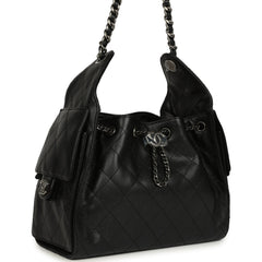 Chanel Small 25 Hobo Bag Black Shiny Caviar Aged Ruthenium Hardware