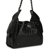 Chanel Small 25 Hobo Bag Black Shiny Caviar Aged Ruthenium Hardware - Thumbnail View 2