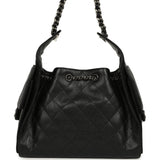 Chanel Small 25 Hobo Bag Black Shiny Caviar Aged Ruthenium Hardware - Thumbnail View 4