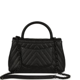 Chanel Medium Chevron Coco Top Handle So Black Shiny Caviar Black Hardware
