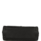 Chanel Medium Chevron Coco Top Handle So Black Shiny Caviar Black Hardware