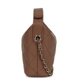 Chanel Mini Hobo Pouch with Chain Brown Shiny Caviar Light Gold Hardware - Thumbnail View 3