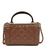 Chanel Small Tortoiseshell Top Handle Vanity Case Brown Shiny Lambskin Light Gold Hardware - Thumbnail View 4
