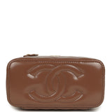 Chanel Small Tortoiseshell Top Handle Vanity Case Brown Shiny Lambskin Light Gold Hardware - Thumbnail View 6