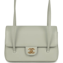 Chanel Small Preppy Coco Flap Bag Light Shiny Green Caviar Brushed Gold Hardware