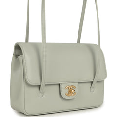 Chanel Small Preppy Coco Flap Bag Light Shiny Green Caviar Brushed Gold Hardware