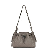 Chanel Mini 25 Hobo Bag Dark Grey Caviar Aged Ruthenium Hardware - Thumbnail View 7