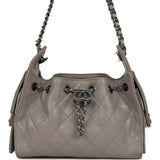 Chanel Mini 25 Hobo Bag Dark Grey Caviar Aged Ruthenium Hardware - Thumbnail View 1