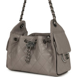 Chanel Mini 25 Hobo Bag Dark Grey Caviar Aged Ruthenium Hardware - Thumbnail View 5