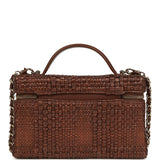 Chanel Top Handle Long Vanity Case with Chain Brown Braided Raffia Light Gold Hardware - Thumbnail View 4