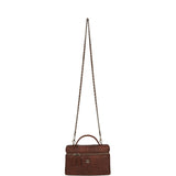 Chanel Top Handle Long Vanity Case with Chain Brown Braided Raffia Light Gold Hardware - Thumbnail View 7