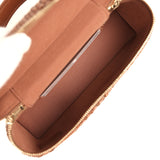 Chanel Top Handle Long Vanity Case with Chain Brown Braided Raffia Light Gold Hardware - Thumbnail View 8