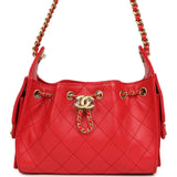 Chanel Mini 25 Hobo Bag Dark Red Caviar Antique Gold Hardware - Thumbnail View 1