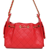 Chanel Mini 25 Hobo Bag Dark Red Caviar Antique Gold Hardware - Thumbnail View 4