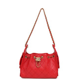 Chanel Mini 25 Hobo Bag Dark Red Caviar Antique Gold Hardware - Thumbnail View 7