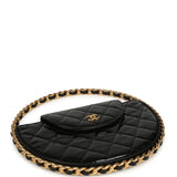 Pre-owned Chanel Hoop Bag Black Patent Leather Gold Hardware
