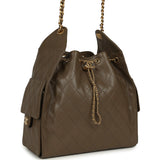 Chanel Medium 25 Hobo Bag Dark Khaki Caviar Antique Gold Hardware - Thumbnail View 2
