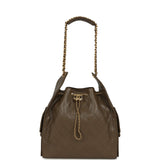 Chanel Medium 25 Hobo Bag Dark Khaki Caviar Antique Gold Hardware - Thumbnail View 6