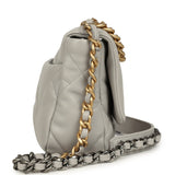 Pre-owned Chanel Medium 19 Flap Bag Grey Shiny Lambskin Mixed Metal Hardware