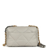 Pre-owned Chanel Medium 19 Flap Bag Grey Shiny Lambskin Mixed Metal Hardware