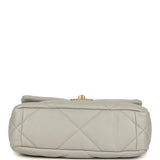 Pre-owned Chanel Medium 19 Flap Bag Grey Shiny Lambskin Mixed Metal Hardware