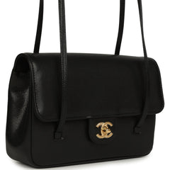 Chanel Small Preppy Coco Clutch with Straps Black Shiny Caviar Brushed Gold Hardware