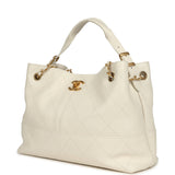 Chanel Small Coco Hobo Bag White Calfskin Antique Gold Hardware