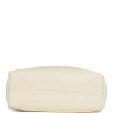 Chanel Small Coco Hobo Bag White Calfskin Antique Gold Hardware