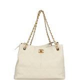 Chanel Small Coco Hobo Bag White Calfskin Antique Gold Hardware