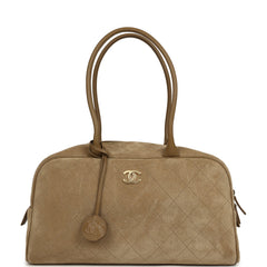 Chanel Large "Perfect Bowling" Bag Dark Beige Suede Gold Hardware