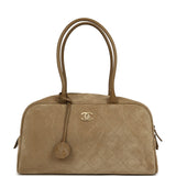 Chanel Large "Perfect Bowling" Bag Dark Beige Suede Gold Hardware
