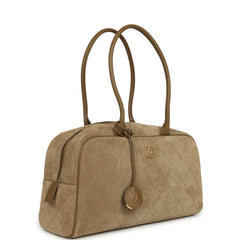 Chanel Large "Perfect Bowling" Bag Dark Beige Suede Gold Hardware