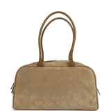 Chanel Large "Perfect Bowling" Bag Dark Beige Suede Gold Hardware