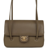 Chanel Small Preppy Coco Clutch with Straps Dark Khaki Shiny Caviar Brushed Gold Hardware