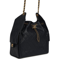 Chanel Medium 25 Hobo Bag Dark Navy Caviar Antique Gold Hardware