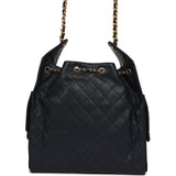 Chanel Medium 25 Hobo Bag Dark Navy Caviar Antique Gold Hardware
