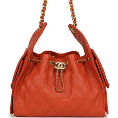 Chanel Small 25 Hobo Bag Dark Orange Caviar Antique Gold Hardware