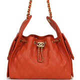 Chanel Small 25 Hobo Bag Dark Orange Caviar Antique Gold Hardware