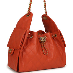 Chanel Small 25 Hobo Bag Dark Orange Caviar Antique Gold Hardware