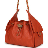 Chanel Small 25 Hobo Bag Dark Orange Caviar Antique Gold Hardware