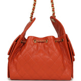 Chanel Small 25 Hobo Bag Dark Orange Caviar Antique Gold Hardware