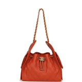 Chanel Small 25 Hobo Bag Dark Orange Caviar Antique Gold Hardware