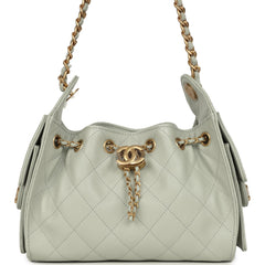 Chanel Mini 25 Hobo Bag Light Green Caviar Antique Gold Hardware