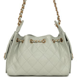 Chanel Mini 25 Hobo Bag Light Green Caviar Antique Gold Hardware